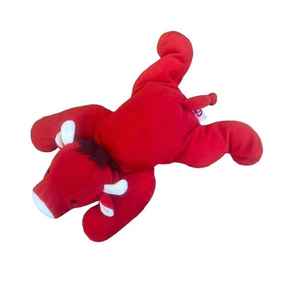 “1997 TY PILLOW PAL-15" Plush Toy Red The BULL Black Bow Stuff Animal 1997 - Picture 1 of 9